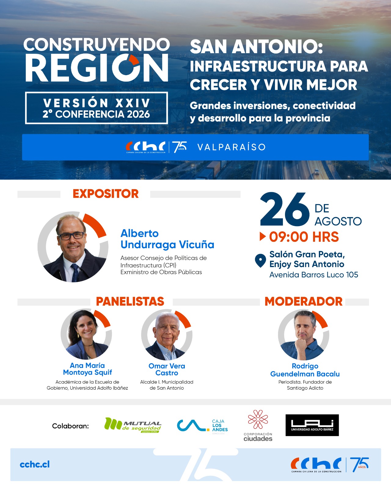 Evento: Infraestructura y calidad de vida: CCHC Valparaíso invita a encuentro abierto de alto nivel en San Antonio