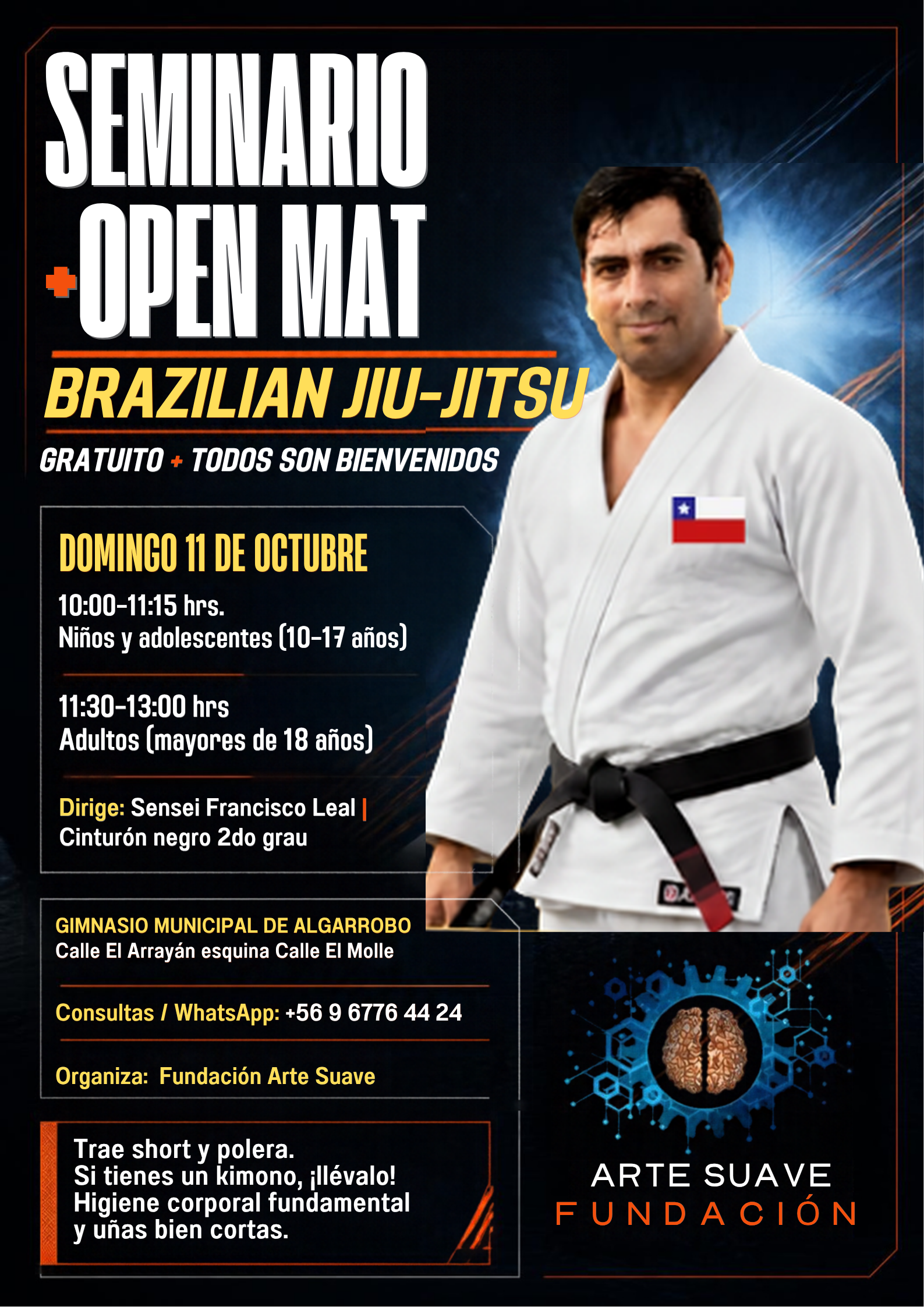 Evento: Algarrobo será sede de un Seminario & Open Mat gratuito de Brazilian Jiu-Jitsu